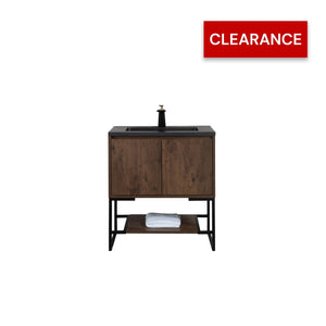Allen 30'' Freestanding Single Vanity with Solid Surface Basin, Rose Wood TONA Bathroom Furniture