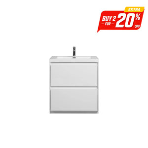 Angela-T 30'' Single Sink Bathroom Vanity with White Countertop in HG.White TONA Bathroom Furniture