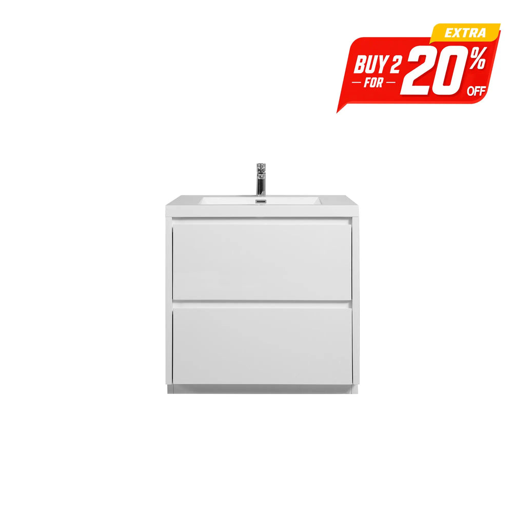 Angela-T 36'' Single Sink Bathroom Vanity with White Countertop in HG.White TONA Bathroom Furniture