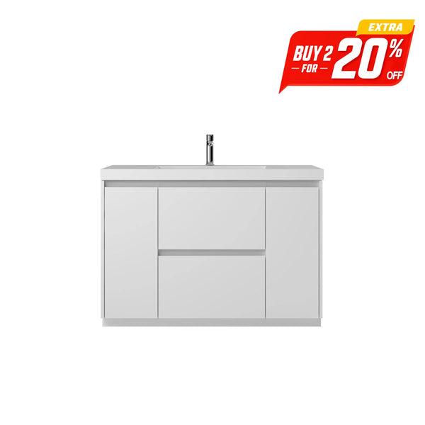 Angela-T 48'' Single Sink Bathroom Vanity with White Countertop in HG.White TONA Bathroom Furniture