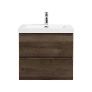 Angela 24'' Grey Oak Floating Single Vanity with White Cultured Marble Countertop TONA Bathroom Furniture