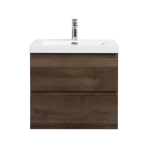 Angela 24'' Grey Oak Floating Single Vanity with White Cultured Marble Countertop TONA Bathroom Furniture