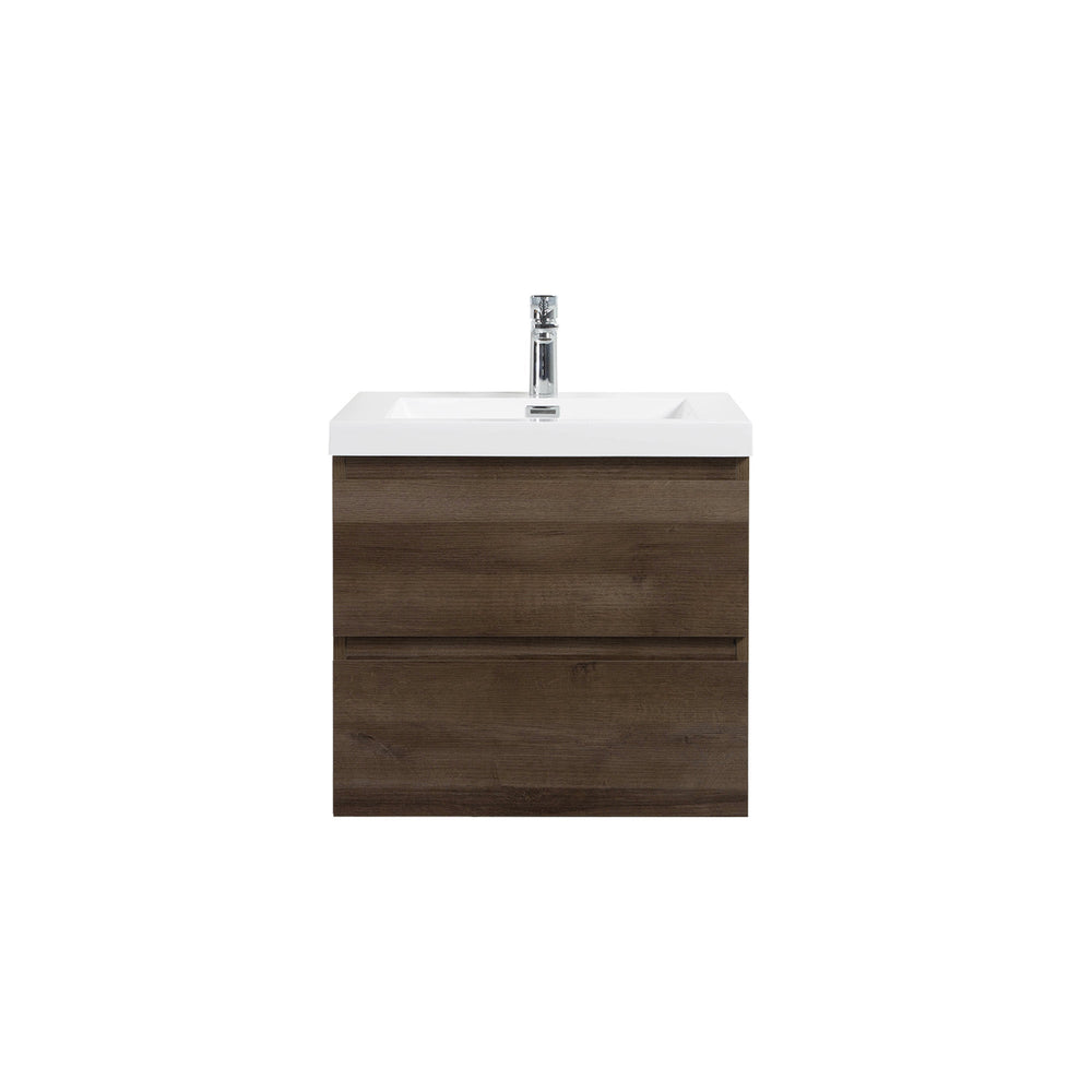 Angela 24'' Grey Oak Floating Single Vanity with White Cultured Marble Countertop TONA Bathroom Furniture