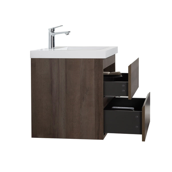Angela 24'' Grey Oak Floating Single Vanity with White Cultured Marble Countertop TONA Bathroom Furniture