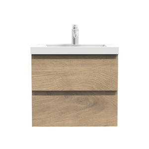 Angela 24'' Floating Single Vanity in Andean Oak texture with White Countertop TONA Bathroom Furniture