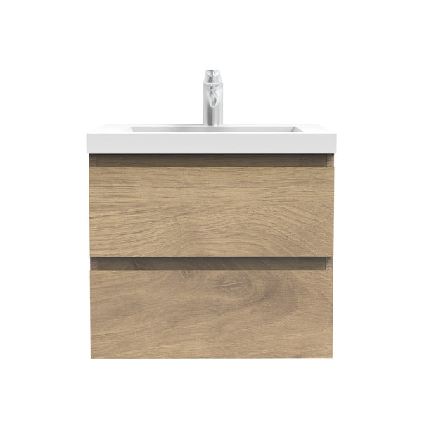 Angela 24'' Floating Single Vanity in Andean Oak texture with White Countertop TONA Bathroom Furniture
