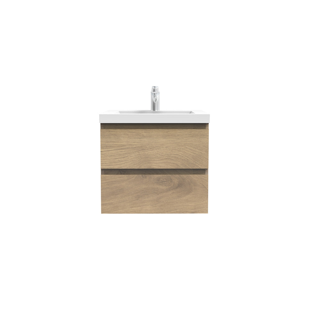 Angela 24'' Floating Single Vanity in Andean Oak texture with White Countertop TONA Bathroom Furniture