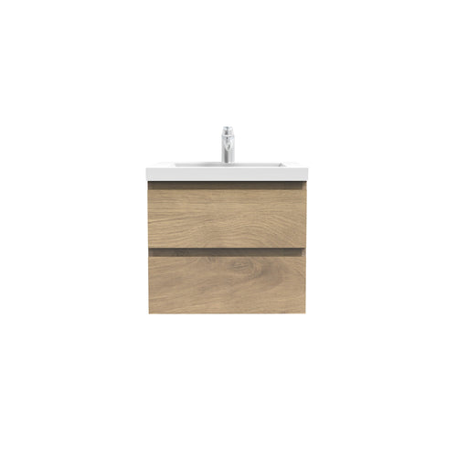 Angela 24'' Floating Single Vanity in Andean Oak texture with White Countertop TONA Bathroom Furniture