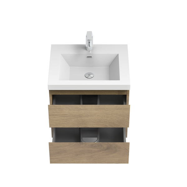 Angela 24'' Floating Single Vanity in Andean Oak texture with White Countertop TONA Bathroom Furniture