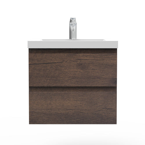 Angela 24'' Floating Single Vanity Rose Wood with White Countertop TONA Bathroom Furniture