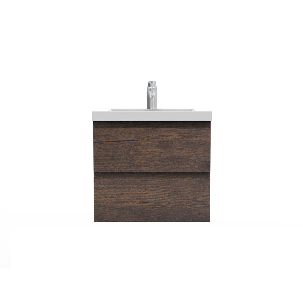 Angela 24'' Floating Single Vanity Rose Wood with White Countertop TONA Bathroom Furniture