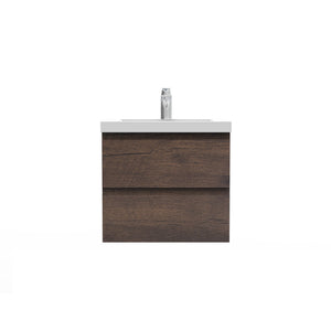 Angela 24'' Floating Single Vanity Rose Wood with White Countertop TONA Bathroom Furniture