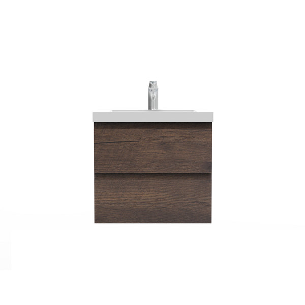 Angela 24'' Floating Single Vanity Rose Wood with White Countertop TONA Bathroom Furniture