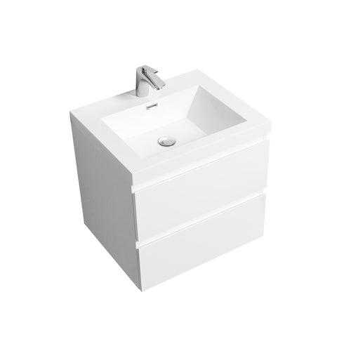 Angela 24'' Glossy White Floating Vanity with White Countertop TONA Bathroom Furniture
