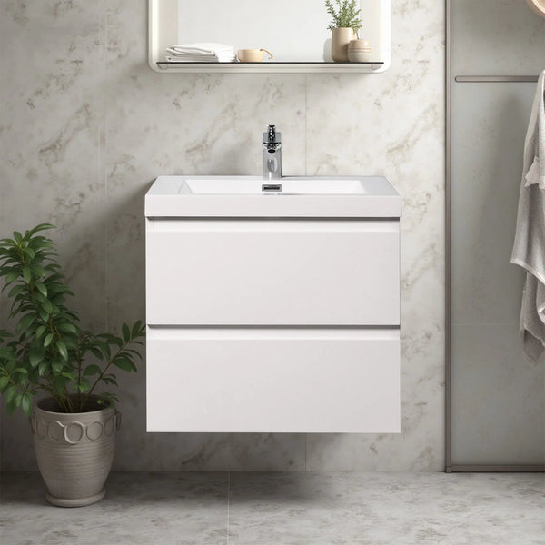 Angela 24'' Glossy White Floating Vanity with White Countertop TONA Bathroom Furniture