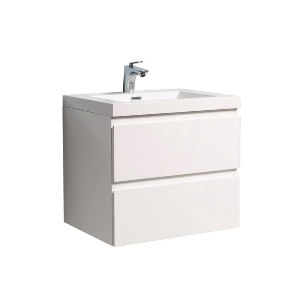 Angela 24'' Glossy White Floating Vanity with White Countertop TONA Bathroom Furniture