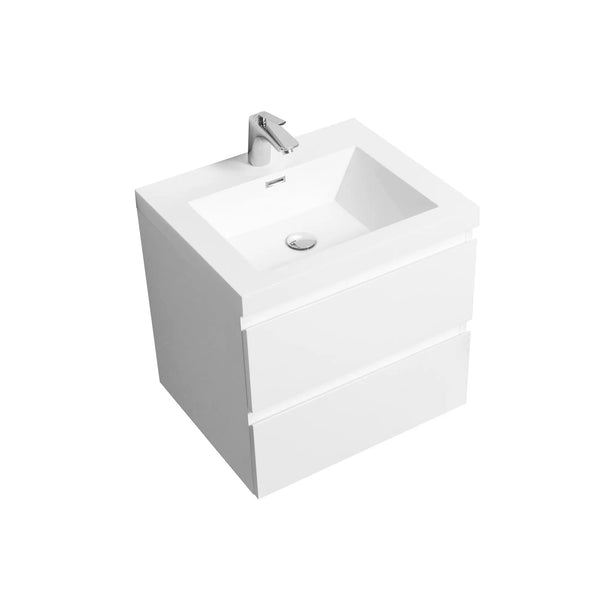 Angela 24'' Glossy White Floating Vanity with White Countertop TONA Bathroom Furniture