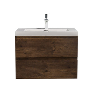 Angela 30'' Floating Single Vanity Rose Wood with White Countertop TONA Bathroom Furniture