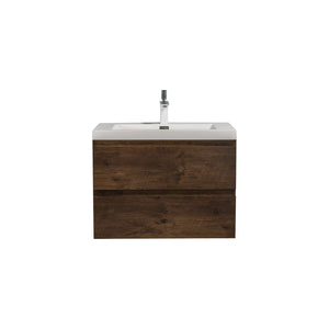 Angela 30'' Floating Single Vanity Rose Wood with White Countertop TONA Bathroom Furniture