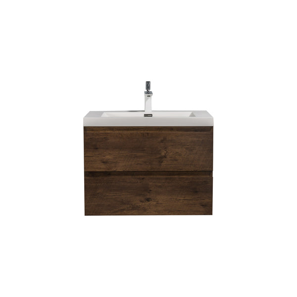 Angela 30'' Floating Single Vanity Rose Wood with White Countertop TONA Bathroom Furniture