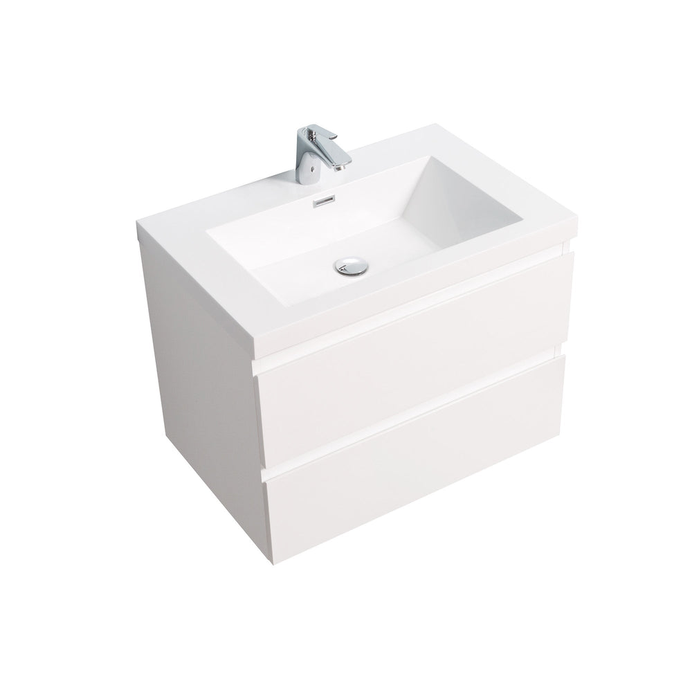 Angela 30'' Glossy White Floating Vanity with White Countertop TONA Bathroom Furniture