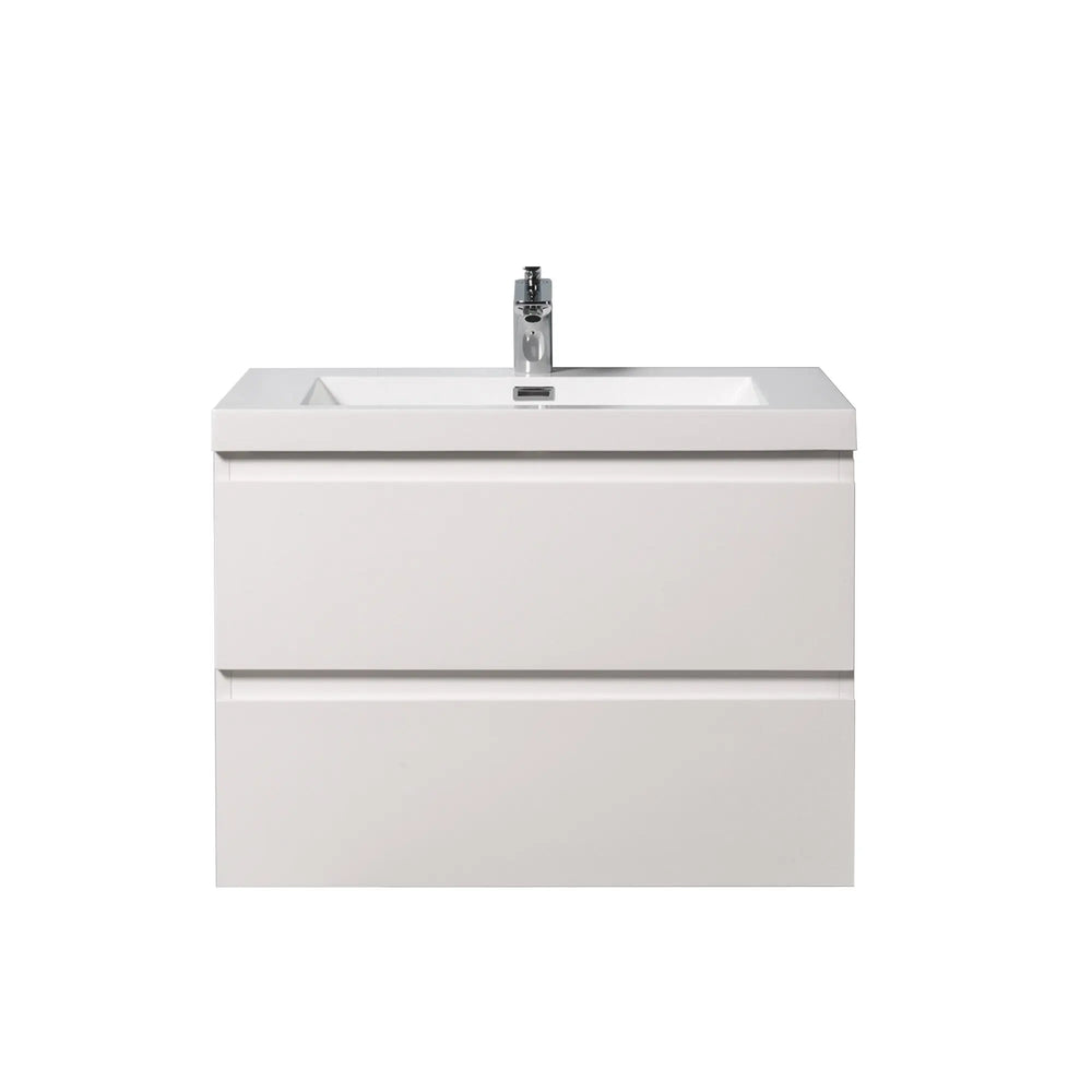 Angela 30'' Glossy White Floating Vanity with White Countertop TONA Bathroom Furniture