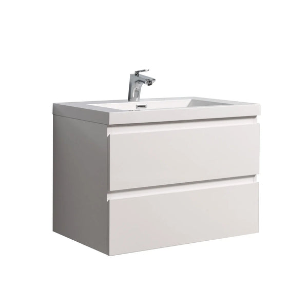 Angela 30'' Glossy White Floating Vanity with White Countertop TONA Bathroom Furniture