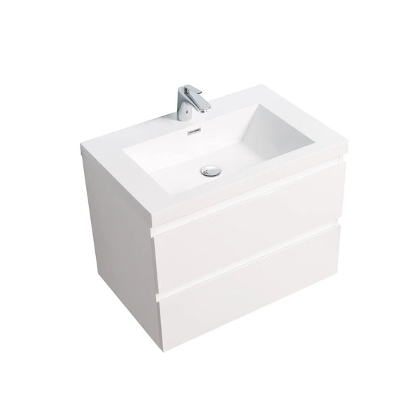 Angela 30'' Glossy White Floating Vanity with White Countertop TONA Bathroom Furniture