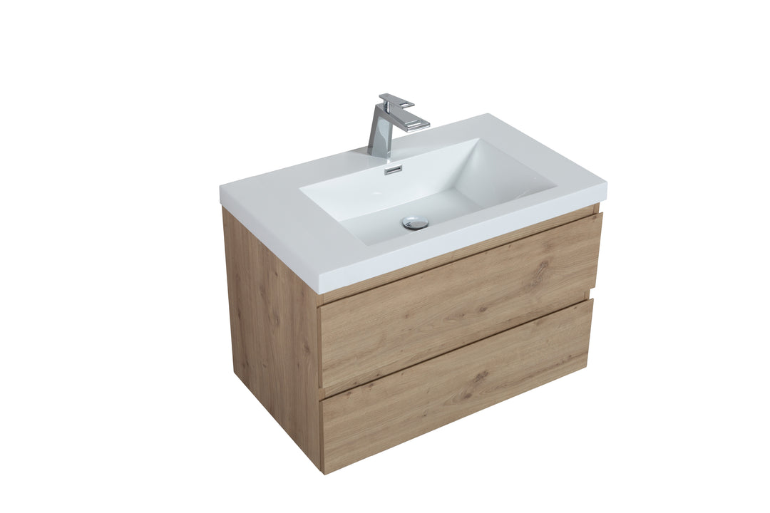TONA ANGELA FLOATING VANITY SINGLE BASIN WITH WHITE COUNTERTOP (24"- 60")