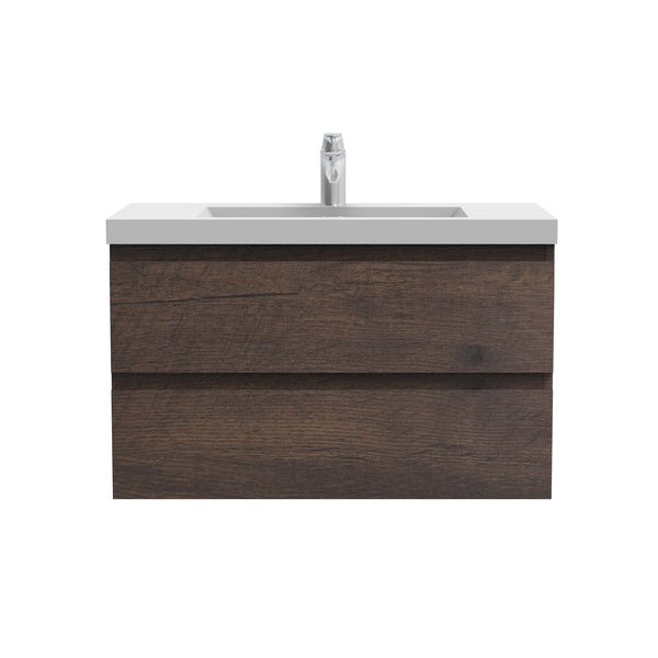Angela 36'' Floating Single Vanity Rose Wood with White Countertop TONA Bathroom Furniture