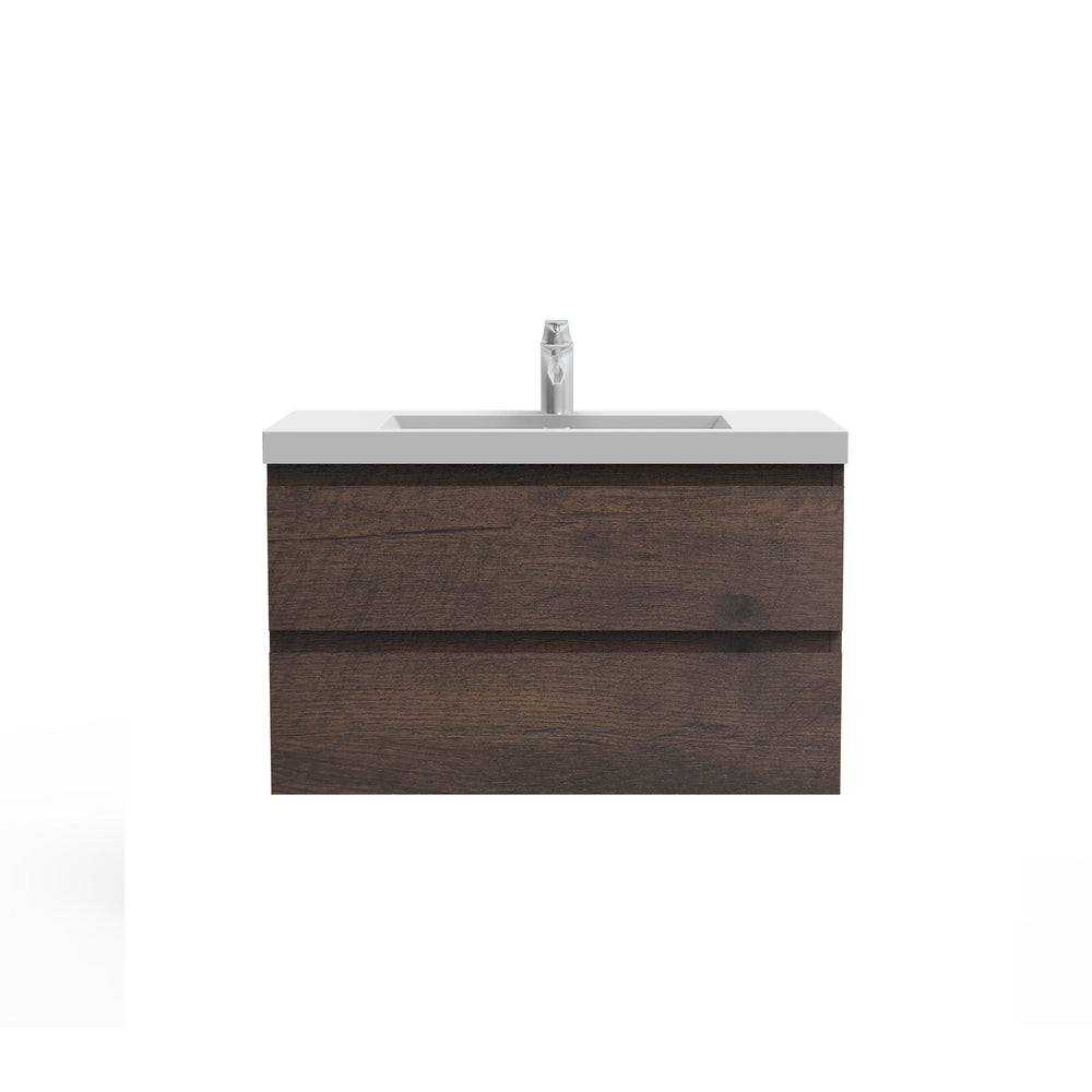 Angela 36'' Floating Single Vanity Rose Wood with White Countertop TONA Bathroom Furniture