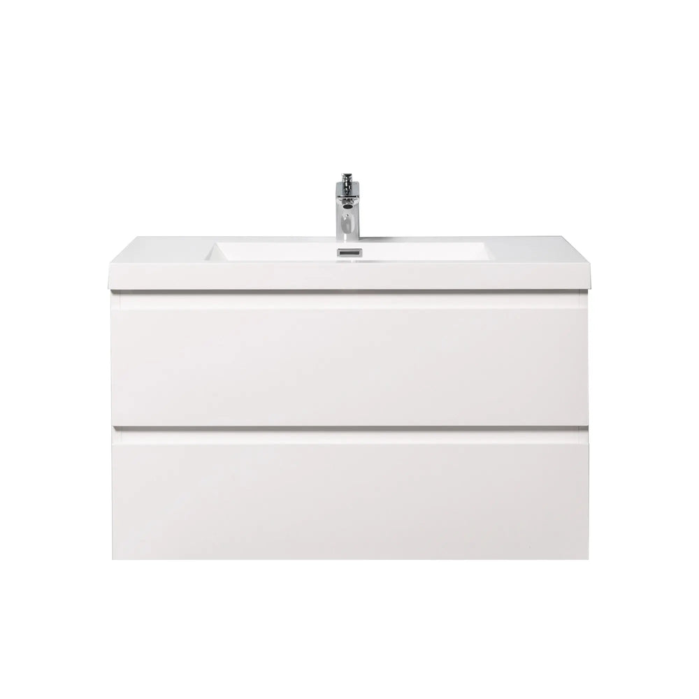 Angela 36'' Glossy White Floating Vanity with White Countertop TONA Bathroom Furniture