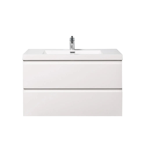Angela 36'' Glossy White Floating Vanity with White Countertop TONA Bathroom Furniture