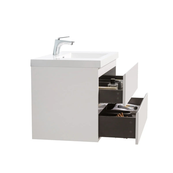 Angela 36'' Glossy White Floating Vanity with White Countertop TONA Bathroom Furniture