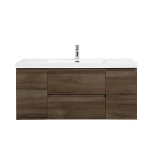 Angela 48'' Grey Oak Floating Single Vanity with White Cultured Marble Countertop TONA Bathroom Furniture