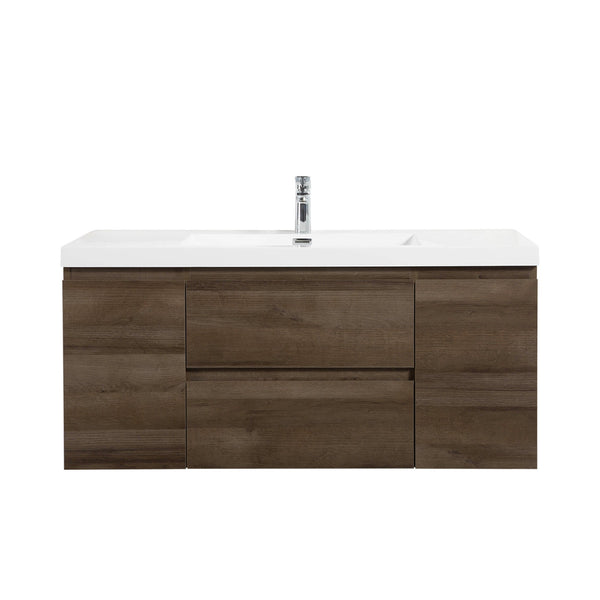 Angela 48'' Grey Oak Floating Single Vanity with White Cultured Marble Countertop TONA Bathroom Furniture