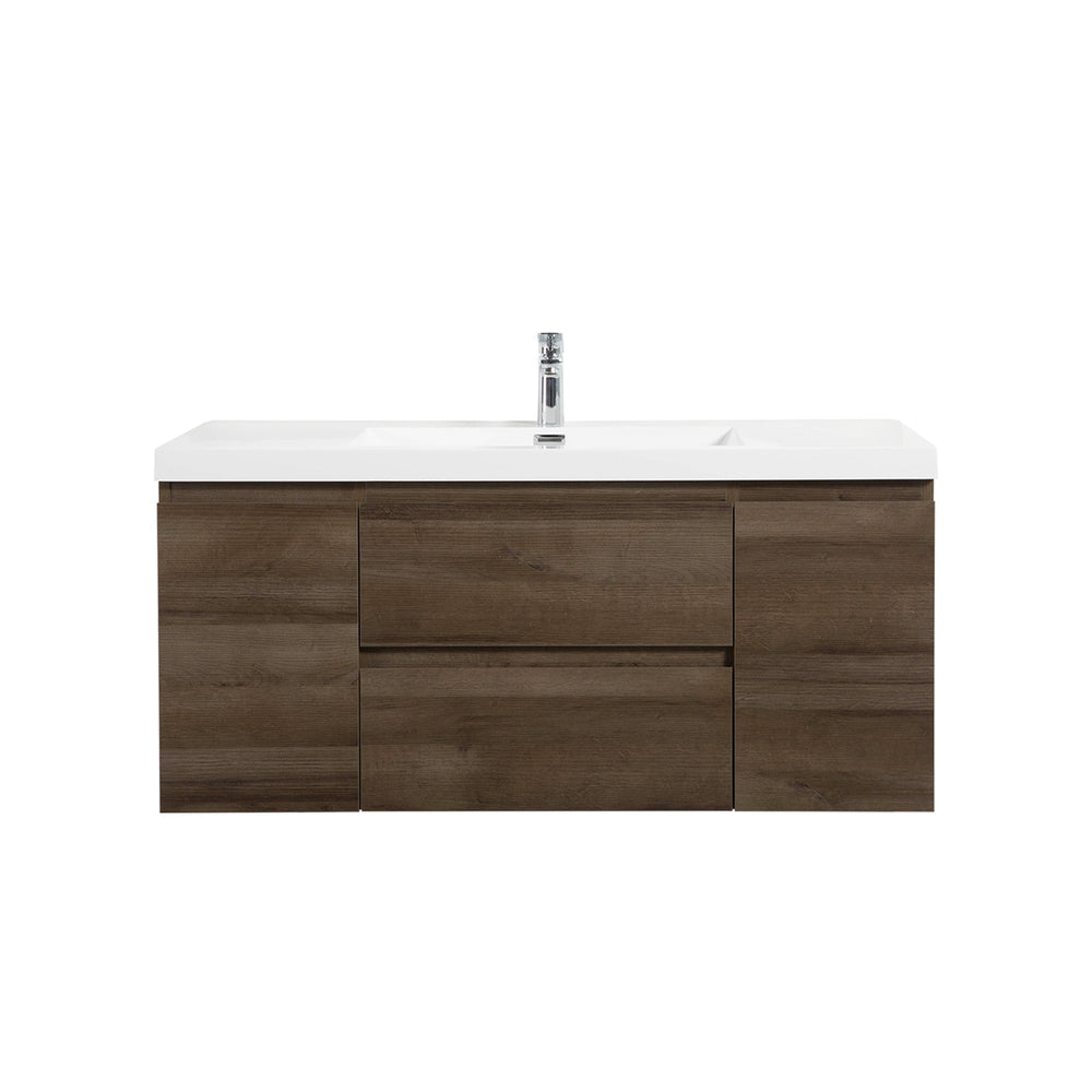 Angela 48'' Grey Oak Floating Single Vanity with White Cultured Marble Countertop TONA Bathroom Furniture