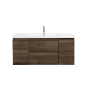 Angela 48'' Grey Oak Floating Single Vanity with White Cultured Marble Countertop TONA Bathroom Furniture