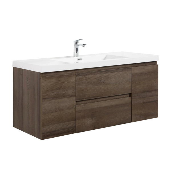 Angela 48'' Grey Oak Floating Single Vanity with White Cultured Marble Countertop TONA Bathroom Furniture