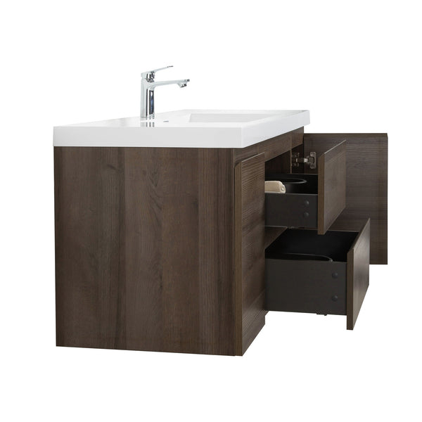 Angela 48'' Grey Oak Floating Single Vanity with White Cultured Marble Countertop TONA Bathroom Furniture
