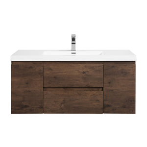 Angela 48'' Floating Single Vanity Rose Wood with White Countertop TONA Bathroom Furniture