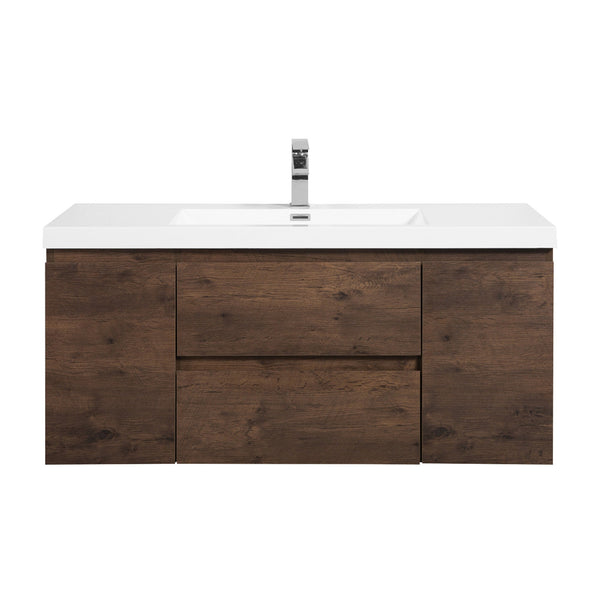 Angela 48'' Floating Single Vanity Rose Wood with White Countertop TONA Bathroom Furniture