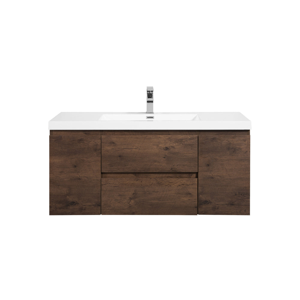 Angela 48'' Floating Single Vanity Rose Wood with White Countertop TONA Bathroom Furniture