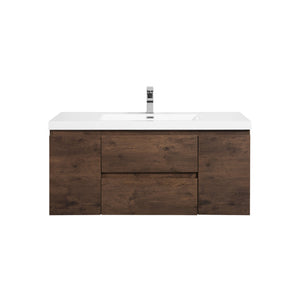 Angela 48'' Floating Single Vanity Rose Wood with White Countertop TONA Bathroom Furniture