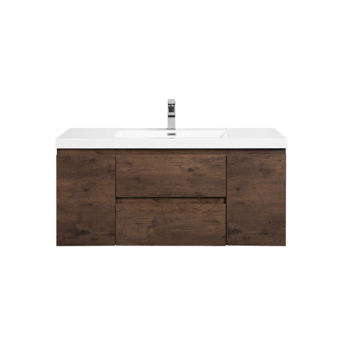 Angela 48'' Floating Single Vanity Rose Wood with White Countertop TONA Bathroom Furniture