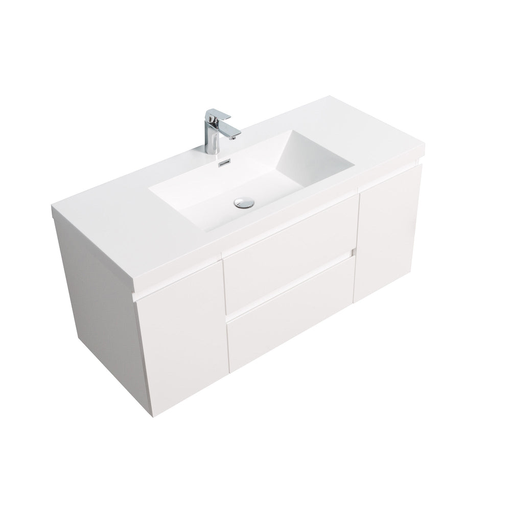 Angela 48'' Glossy White Floating Vanity with White Countertop TONA Bathroom Furniture