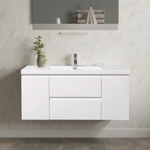 Angela 48'' Glossy White Floating Vanity with White Countertop TONA Bathroom Furniture
