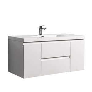 Angela 48'' Glossy White Floating Vanity with White Countertop TONA Bathroom Furniture