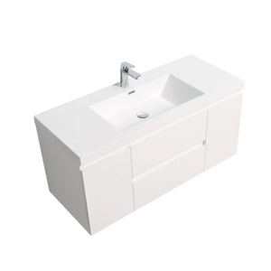 Angela 48'' Glossy White Floating Vanity with White Countertop TONA Bathroom Furniture