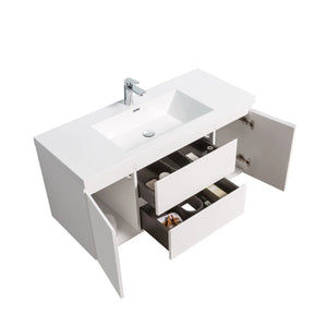 Angela 48'' Glossy White Floating Vanity with White Countertop TONA Bathroom Furniture
